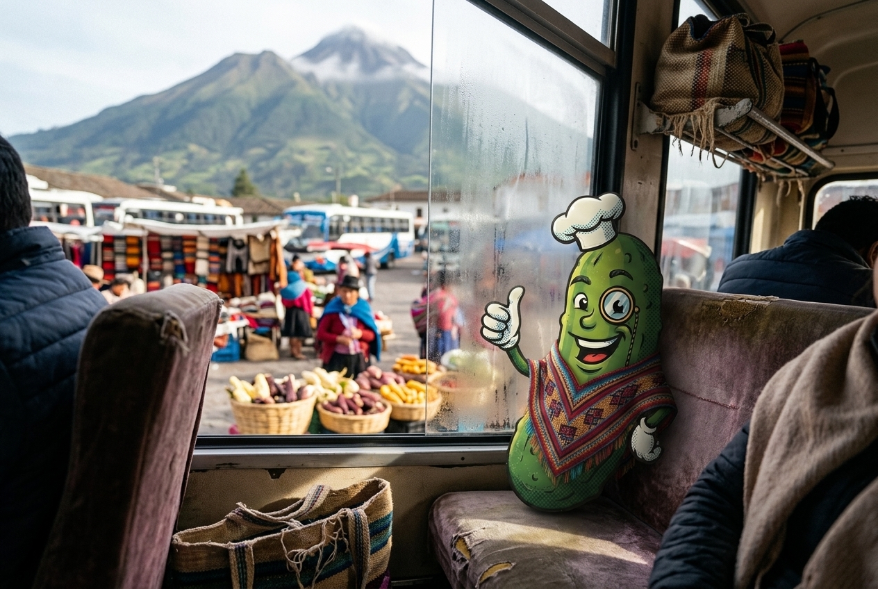 Mit dem Bus nach Otavalo: Ein Gurkenwesen auf großer Fahrt